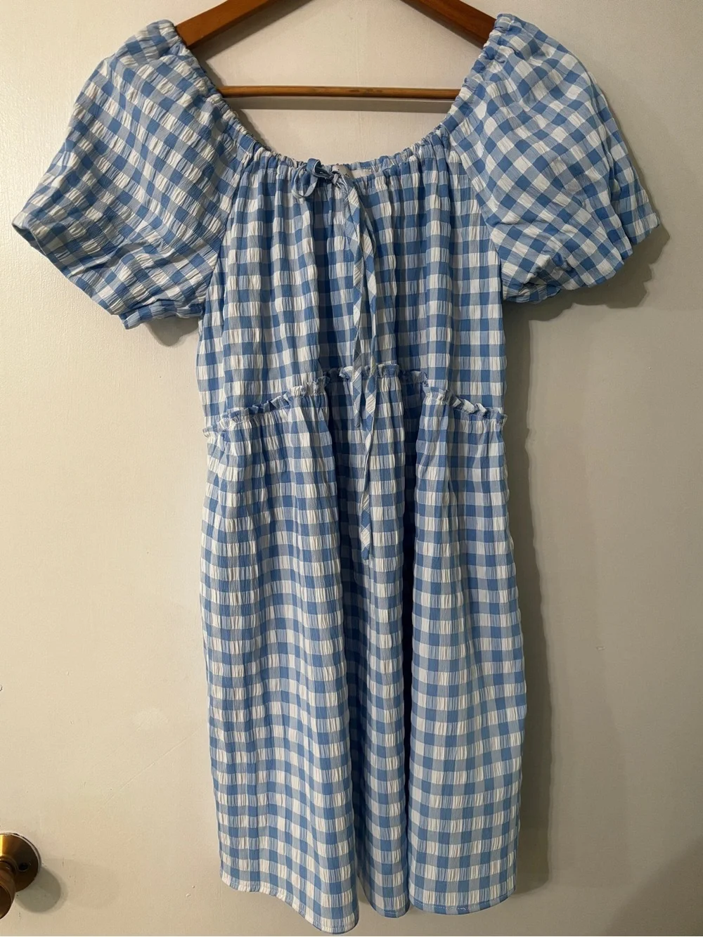 Petal & Pup Dorothea Mini Dress Blue Gingham Puff Sleeve Size S Cottagecore - Picture 3 of 8